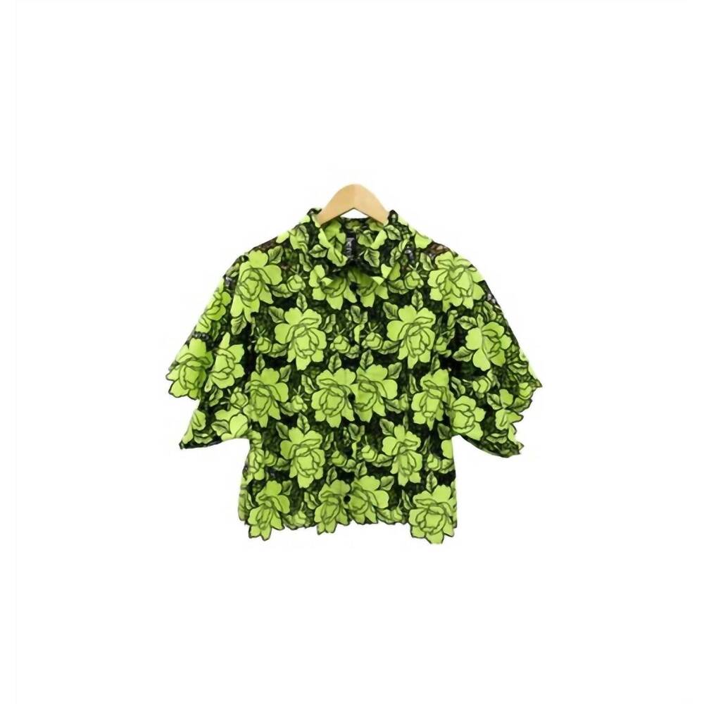 NEW BEREK women's lazer garden shirt in kiwi/ black